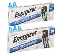 20X Energizer Batteria Litio Set 10X AA Mignon + 10X AAA Micro