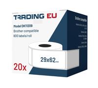 20x Etichetta comp. con Brother DK11209 62 x 29 mm 800 pz. +1x supporto riutiliz