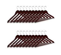20x Grucce Appendiabiti in Legno, Stampelle per Camicie e Pantaloni, Omino, Appendino H x L: 23 x 44 cm, Marrone