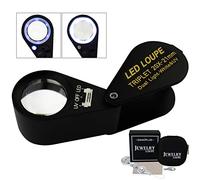 20x Ingrandimento Gioielli Loupe LED UV Luce 21mm Tripletta Lente Ottico Bicchiere, Tasca Gemma Ingrandimento Strumento Gioielliere, Francobollo Filatelica, Moneta Numismatico