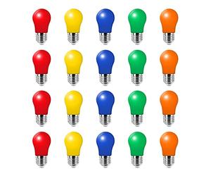 20X Lampadine Colorate LED A50 3W Lampada E27 Multicolore Rosso Giallo Verde Blu Orange,per Party, Casa, Bar, Discoteca