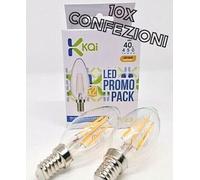 20X LAMPADINE LED Oliva E14 4W FILAMENTO LUCE CALDA 2700K Trasparenti PROMO