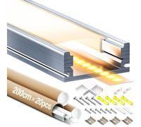 20x Profili LED a U in Alluminio 2 Metri (20m Totali) per Strisce Led, Canalina led con Copertura Opaca, Ingombro Max Striscia led 12 mm - Dimensione Profilo 17.4 x 7 mm (SL05, 20*2M(Totale 40M))