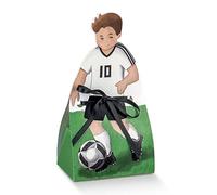 20X Scatola portaconfetti Calciatore Bianco Nero 6x4x12 cm Bomboniera | 20 scatoline da Montare Nastro Non compreso | Calciatore con Maglia Bianca Numero 10 Dettagli Neri |