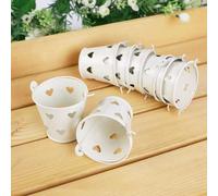 20x SECCHIELLI BIANCHI CON CUORI IN LATTA VERNICIATA PORTACONFETTI BOMBONIERA MATRIMONIO CRESIMA BATTESIMO COMUNIONE