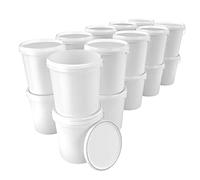 20x Secchio con coperchio da 16 litri bianco - ermetico e stabile per alimenti, secchio vuoto con manico e chiusura in PP, adatto per alimenti, chimica, coloranti, detersivo in polvere, adesivi