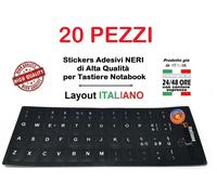 20x SET ADESIVI ETICHETTE STICKERS TASTIERA ITALIANA PC NOTEBOOK NERO