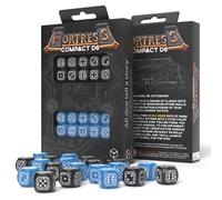 20x Set Dadi Fortress Compact D6 Q-Workshop Nero Blu 14mm RPG