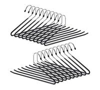 20x Set grucce appendiabiti per pantaloni antiscivolo, gommate in metallo, salvaspazio, 35 cm, Nero