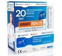 20x Tamponi COVID 19 - Test Nuove Varianti 2025 - Tamponi Rapidi Nasali Certificati per Uso Domestico, Risultato Rapido