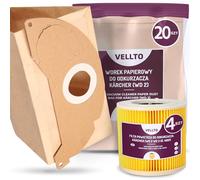 20x Vellto Sacchetto per Aspirapolvere Compatibili con Kärcher 6.904-322.0 WD2 MV2 SE 2001 3001 A 2054 2004 2024 Sacchetti di Ricambio Sacca Alternativa con 4x Filtro a Cartuccia dell'Aria