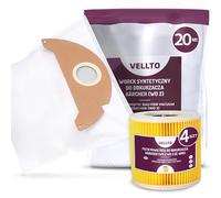 20x Vellto Sacchetto per Aspirapolvere Compatibili con Kärcher 6.904-322.0 WD2 MV2 SE2001 SE3001 A 2000 2003 2004 2054 2099 WD 2200 2210 2240 2250 Sacchetti di Ricambio con 4x Filtro dell'Aria