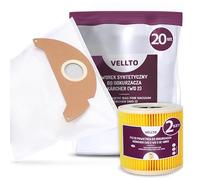 20x Vellto Sacchetto per Aspirapolvere Compatibili con Kärcher 6.904-322.0 WD2 MV2 SE2001 SE3001 A 2000 2003 2004 2054 2099 WD 2200 2210 2240 2250 Sacchetti di Ricambio con 2x Filtro dell'Aria