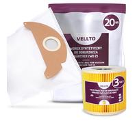 20x Vellto Sacchetto per Aspirapolvere Compatibili con Kärcher 6.904-322.0 WD2 MV2 SE2001 SE3001 A 2000 2003 2004 2054 2099 WD 2200 2210 2240 2250 Sacchetti di Ricambio con 3x Filtro dell'Aria