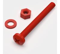 20x Viti a Testa Arrotondata Bulloni e dadi, Rossi, M6 x 60 mm, PP