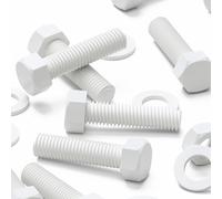 20x Viti PP bianche a testa esagonale M10 x 40 mm, dadi e rondelle