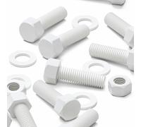 20x Viti PP bianche a testa esagonale M12 x 40 mm, dadi e rondelle