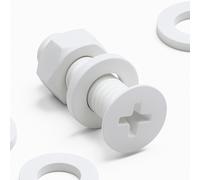20x Viti svasate PP bianche, dadi & rondelle, M6 x 20 mm