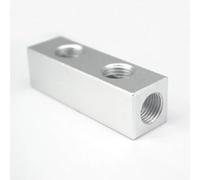 20x20mm 1/4" BSP 2 Ways Aluminum Pneumatic Fitting Manifold Block Splitter Air Water Gas Oil