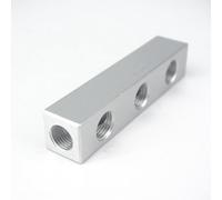 20x20mm 1/4" BSP 3 Ways Aluminum Pneumatic Fitting Manifold Block Splitter Air Water Gas Oil