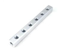 20x20mm 1/4" BSP 6 Ways Aluminum Pneumatic Fitting Manifold Block Splitter Air Water Gas Oil