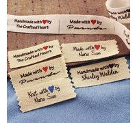 20X60mm, fettuccia in twill di cotone, etichette piatte o piegate, etichette per cose lavorate a maglia, personalizzate, personalizzate, etichette fatte a mano, accessori da cucire-50 pezzi naturali