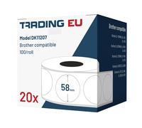20xEtichetta comp. con Brother DK11207 diametro 58mm 100 etichette +1x supporto