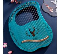 21/24 Stringhe Legna Lyre Harp Lettere Note Musicali, Arpa a Leva con Un Panno per La Pulizia, Chiave di Sintonia Arpa Lira Principiante(19-String Boxed - Blue)