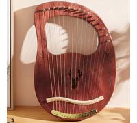 21/24 Stringhe Legna Lyre Harp Lettere Note Musicali, Arpa a Leva con Un Panno per La Pulizia, Chiave di Sintonia Arpa Lira Principiante(16-String Boxed - Coffee)
