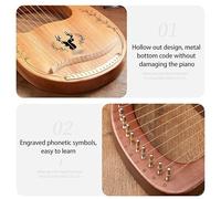 21/24 Stringhe Legna Lyre Harp Lettere Note Musicali, Arpa a Leva con Un Panno per La Pulizia, Chiave di Sintonia Arpa Lira Principiante(16-Stringed - Deer Boxed - Blue)