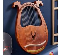 21/24 Stringhe Legna Lyre Harp Lettere Note Musicali, Arpa a Leva con Un Panno per La Pulizia, Chiave di Sintonia Arpa Lira Principiante(16-Stringed - Deer Boxed - Coffee)