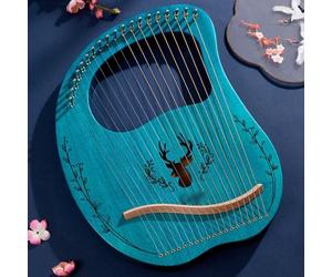 21/24 Stringhe Legna Lyre Harp Lettere Note Musicali, Arpa a Leva con Un Panno per La Pulizia, Chiave di Sintonia Arpa Lira Principiante(19-String Boxed - Blue)