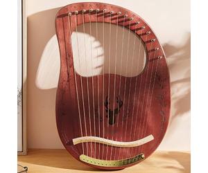 21/24 Stringhe Legna Lyre Harp Lettere Note Musicali, Arpa a Leva con Un Panno per La Pulizia, Chiave di Sintonia Arpa Lira Principiante(16-String Boxed - Coffee)