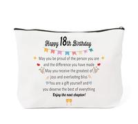 21/30/40/50/60/70 regali di compleanno per lei, regalo di Natale e compleanno per donne, figlia, migliori amici, mamma, nonna, zia, borsa per il trucco personalizzata, Bianco 18