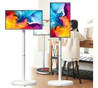 21,5 Pollici TV Portatile con Piedistallo e Schermo Touch,Supporto TV Mobile,Display Smart All-In-One con Inclinazione e Rotazione,Batteria Integrata 5 Ore per Soggiorno,Camera da Letto e Ufficio