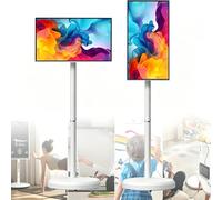 21,5 Pollici TV Portatile con Piedistallo,Monitor Touchscreen Smart,Supporto TV per Schermo,Display All-In-One con Inclinazione e Rotazione,Batteria Integrata 6000 Mah Per Soggiorno,Camera Da Letto