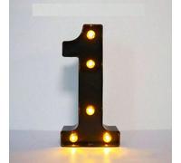 21,8 cm Luce decorativa a LED nera illuminata con lettere e numeri, bianco caldo, alimentata a batteria (batterie non incluse), adatta per decorazioni natalizie, feste di compleanno, decorazioni per f