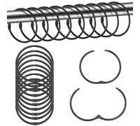 21 anelli per tende da aprire, 50 mm, anelli tondi, clip in metallo per tende e aste per tende (nero)