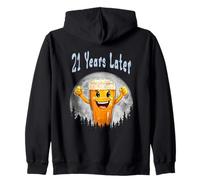 21 Anni dopo 21 ° compleanno Meme abbigliamento Then vs Now Humor Felpa con Cappuccio