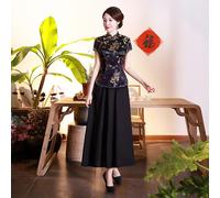 21) Camicia vintage stile Tang cinese drago fenice blusa raso da donna