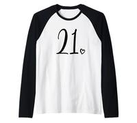 21° Compleanno per Le Donne ventuno Numero Carino 21 Anni Maglia con Maniche Raglan