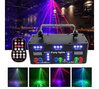 21 fori RGB Party DJ Disco Fascio Modelli Proiettore di luce laser da palcoscenico RGB UV LED Stroboscopico Suono Festa Vacanza Lampada da sposa Dmx