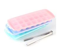 21 Grid Ice Cube Trays 3 Pack | Leak - Proof Lids & Stackable Design for Neutral - Scented Ice | Large Ice Cube Containers for Cocktails/Coffee/Whiskey | Space Saving