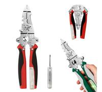 21-in-1 Multi-Function Foldable Wire Stripper - with Voltage Tester, Dual-Purpose Screwdriver, and Precision Jaws - Wire Stripper Cutter Tool for Electricians, DIY, and Home Repairs (B-Red)