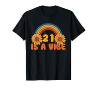 21 Is A Vibe - 21st Birthday Groovy Retro 21 Anni Bday Maglietta