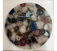 21 " Mix Agata Table Top / Fondo Semi Precious Naturale Sassi Arredo Casa