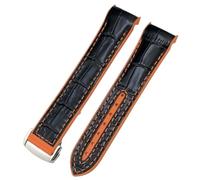 21 mm 22 mm estremità curva blu rosso tessuto ad alta densità Nylon Rubber Watch Band 19 mm 20 mm For Omega 300 Planet Ocean AT150 STRAP, Nero pelle org, 20mm