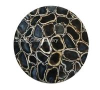 21 " Nero Agata Caffè Table Top Pietre Semi Preziose Lavoro Mano Arredo Casa