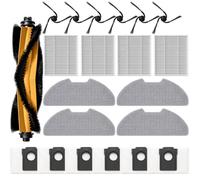 21 Pezzi Accessori Compatibili con Dreame D20 Air Plus, 1 Spazzola Principale, 6 Spazzole Laterali, 4 Filtri, 4 Panni Lavabili, 6 Sacchetti per Polvere, Kit Ricambi per Robot Aspirapolvere