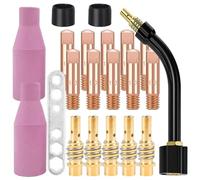 21 Pezzi Accessori per Saldatrice MIG/MAG, Set di Materiali di Consumo Saldatori, 10 Ugello, 5 Punte di Contatto 1,0 mm M6, 2 Isolator, 2 Diffusori, 1 Strumento per Saldatura AK-15/MB-15